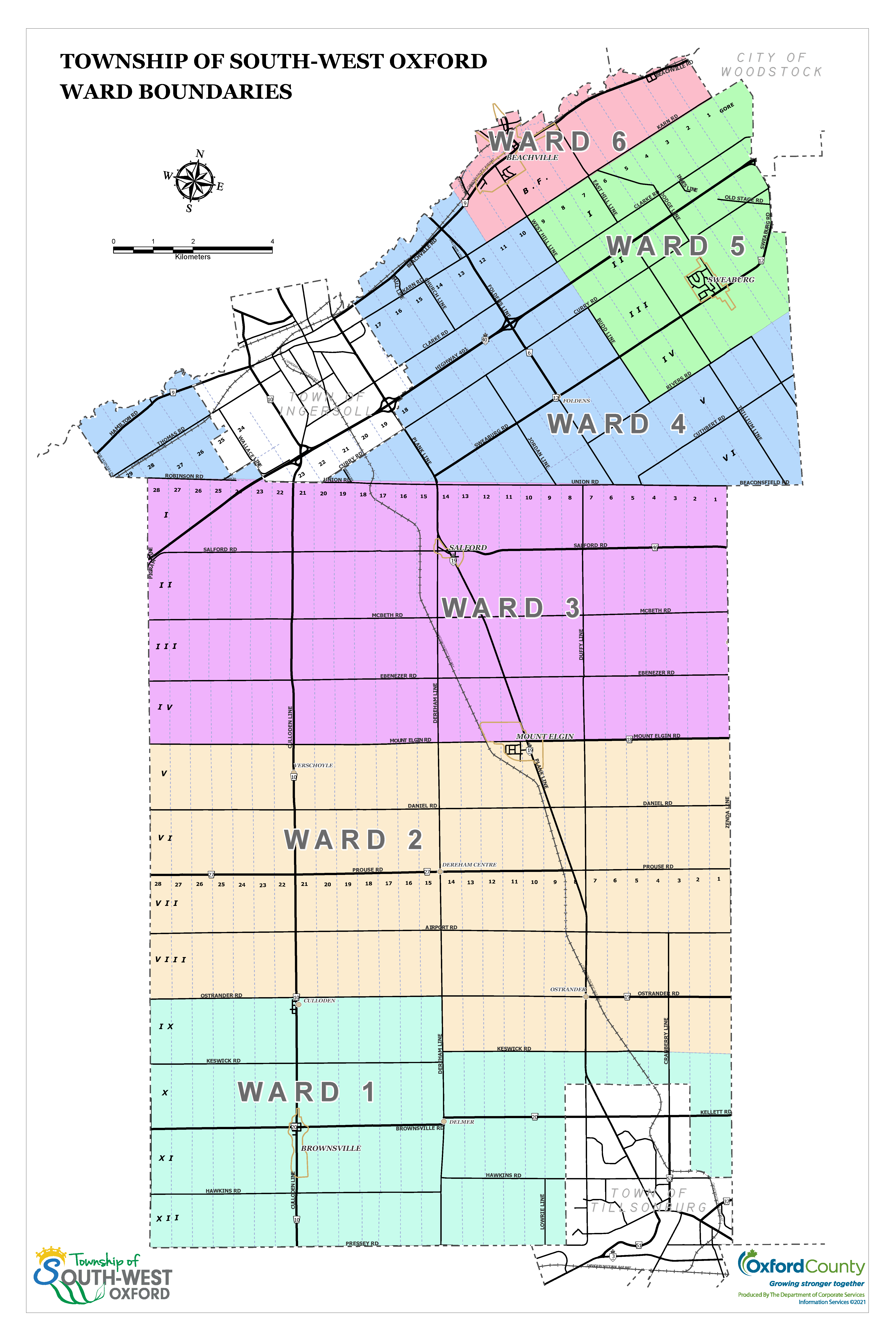 SWOX council ward map